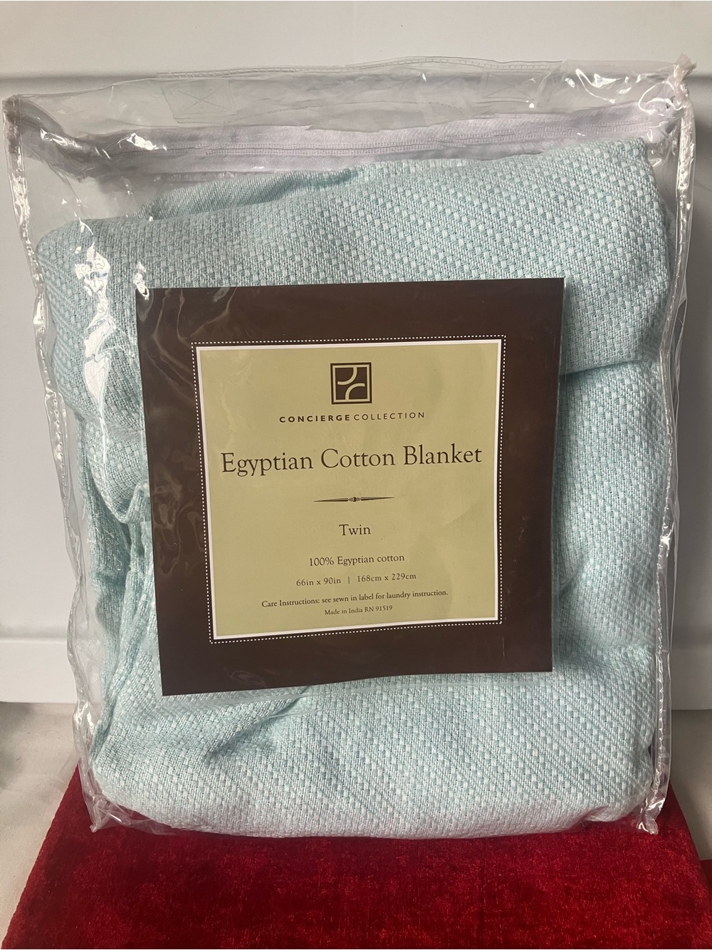 New In Pack Concierge Collection Egyptian Twin Cotton Woven Light Blue Blanket.